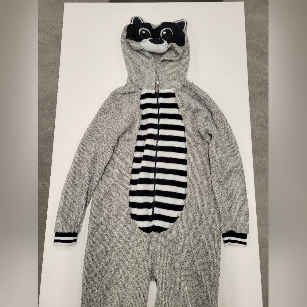 Forever 21 Gray Raccoon Hooded Onesie Pajamas Size M
